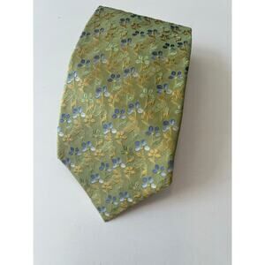Kolte Couture Italy Silk Men's Neck Tie Green Blue Spring Floral SG